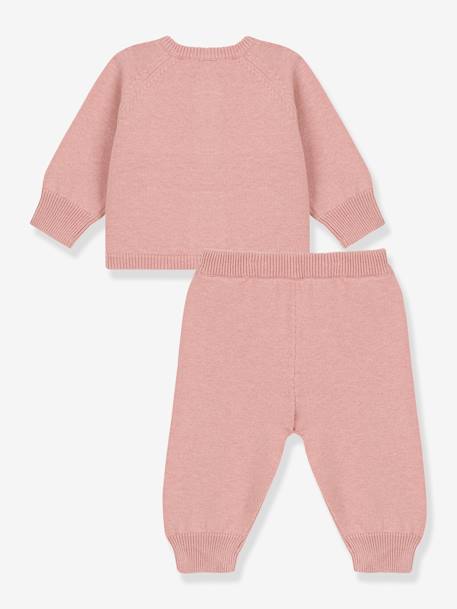 Knitted 2-Piece Set for Babies in Wool & Cotton, by Petit Bateau rose - vertbaudet enfant 