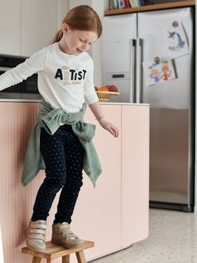 MorphologiK Slim Leg Corduroy Trousers with Iridescent Dots for Girls, Medium Hip  - vertbaudet enfant