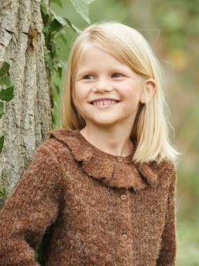 Girls-Cardigans, Jumpers & Sweatshirts-Cardigan in Soft Knit with Collar, for Girls