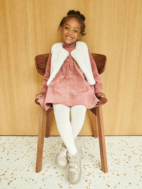 Faux Fur Waistcoat for Girls printed brown+White - vertbaudet enfant 
