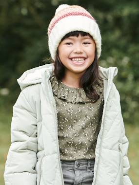 Doudoune longue à capuche fille doublée sherpa  - vertbaudet enfant