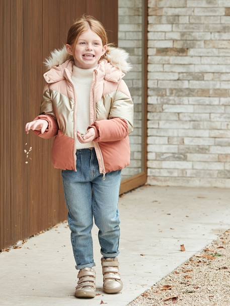 Doudoune Sans Manches Colorblock VERTBAUDET Fille - Rose Poudré 7 Ans