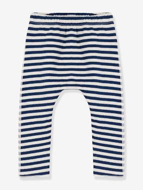 Baby-Trousers & Jeans-Striped Double Knit Trousers for Babies - PETIT BATEAU