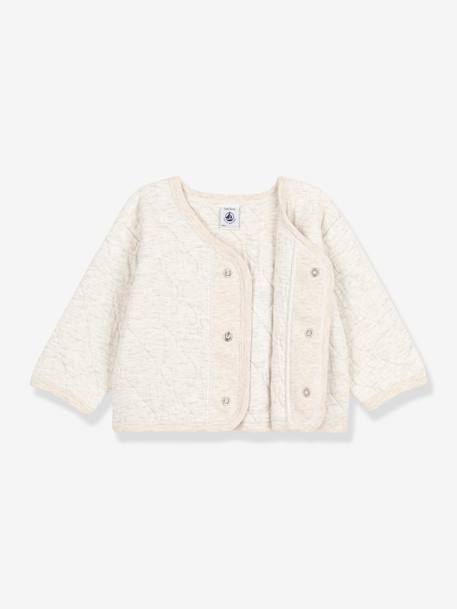 Quilted Double Knit Cardigan for Babies - PETIT BATEAU marl beige - vertbaudet enfant 