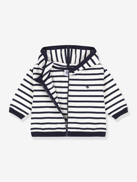 Striped Hoodie for Babies - PETIT BATEAU white - vertbaudet enfant 