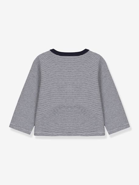 Pinstriped Cardigan in Thick Jersey Knit for Babies - PETIT BATEAU navy blue - vertbaudet enfant 