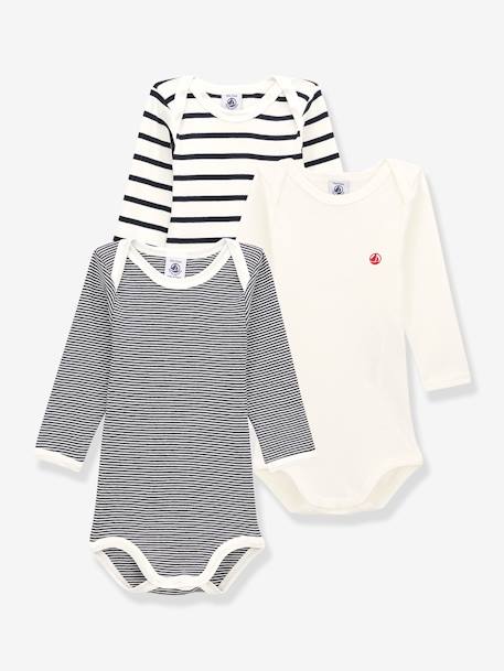 Lot de 3 bodies manches longues blanc+lot blanc - vertbaudet enfant 