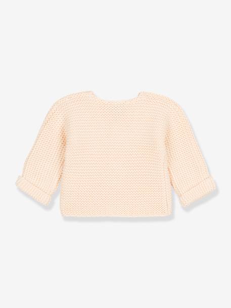 Cardigan bébé tricot point mousse en coton bio PETIT BATEAU blanc+rose - vertbaudet enfant 