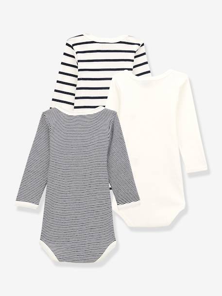 Pack of 3 Long Sleeve Bodysuits by Petit Bateau set white+white - vertbaudet enfant 