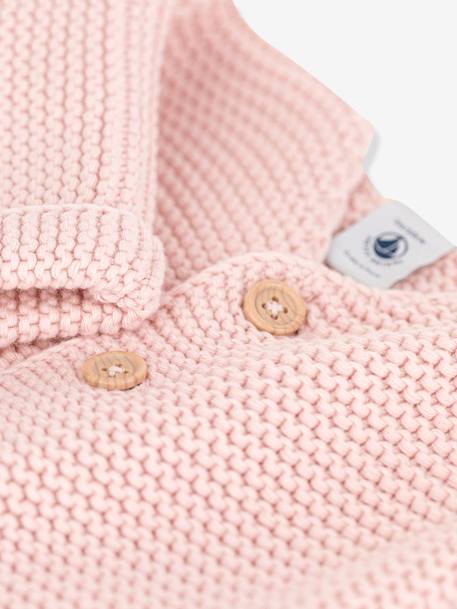 Cardigan bébé tricot point mousse en coton bio PETIT BATEAU blanc+rose - vertbaudet enfant 
