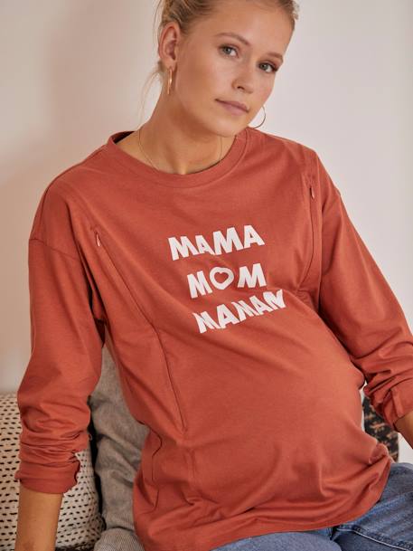 T-shirt à message grossesse et allaitement Chocolat - vertbaudet enfant 