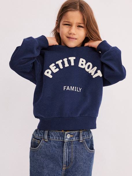 Sweatshirt in Organic Cotton Fleece for Children, by Petit Bateau blue - vertbaudet enfant 