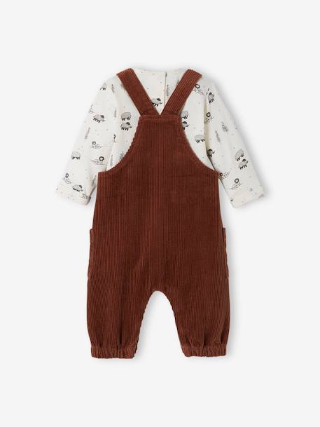 Corduroy Dungarees + Bodysuit Outfit for Babies  - vertbaudet enfant 