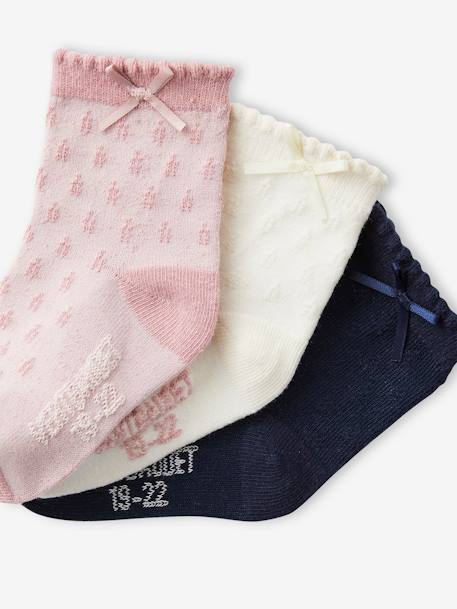 Lot de 3 paires de chaussettes en maille ajourée bébé fille écru - vertbaudet enfant 