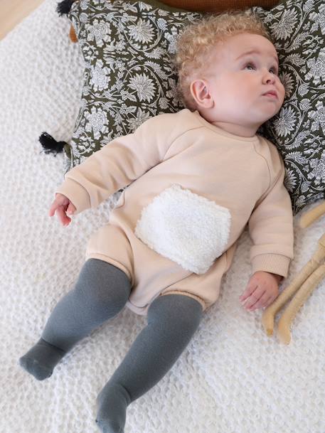 Long Sleeve Romper for Babies BEIGE LIGHT SOLID - vertbaudet enfant 