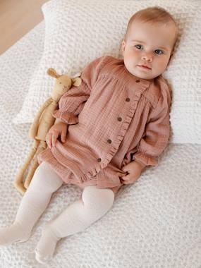 Baby-Dresses & Skirts-Cotton Gauze Dress & Matching Briefs for Babies