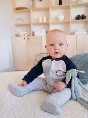 Baby-Pyjamas & Sleepsuits-Fleece Sleepsuit with Opening on the Front, for Baby Boys