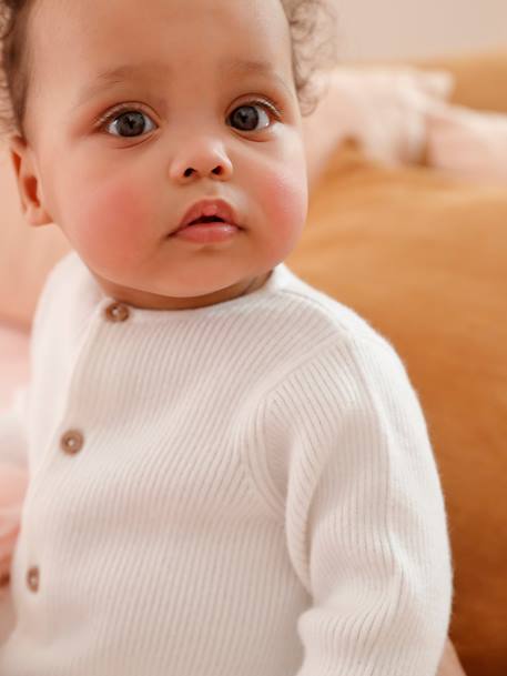 Ensemble bébé mixte gilet pantalon en tricot blanc+gris clair chiné+vert d'eau+vert sauge - vertbaudet enfant 