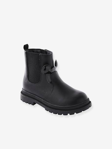 Disney Minnie Ankle Boots for Girls - black dark solid with design, Shoes