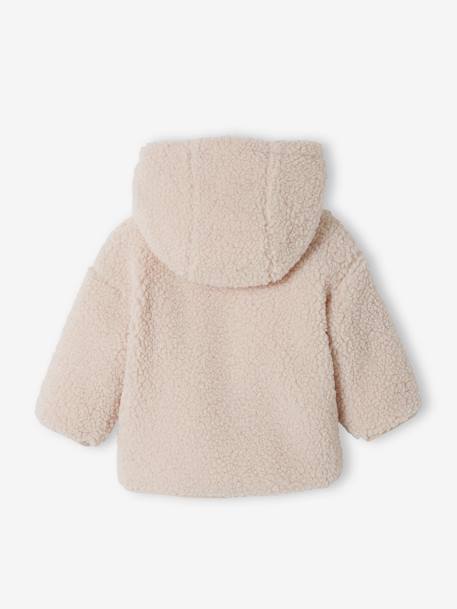 Padded Jacket in Faux Furry Fabric, for Babies ecru - vertbaudet enfant 