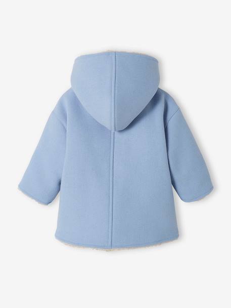 Manteau en drap de laine bébé doublé de fausse fourrure bleu ciel - vertbaudet enfant 