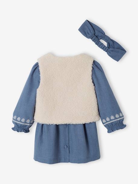 3-Piece Set, Dress + Waistcoat + Hairband for Baby Girls  - vertbaudet enfant 