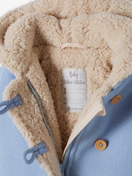 Woollen Coat, Faux Fur Lining, for Babies - sky blue, Baby