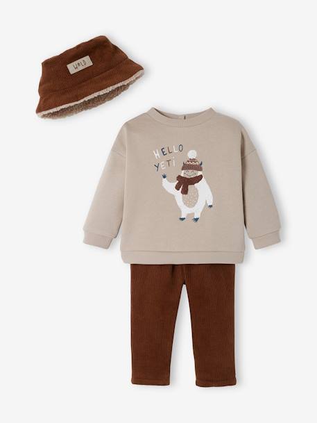 3-Piece Ensemble: Sweatshirt + Trousers + Bucket Hat for Babies  - vertbaudet enfant 