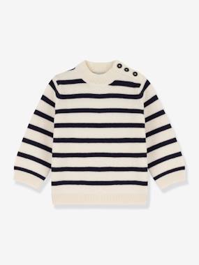 Striped Jumper in Wool & Cotton for Babies, by PETIT BATEAU  - vertbaudet enfant