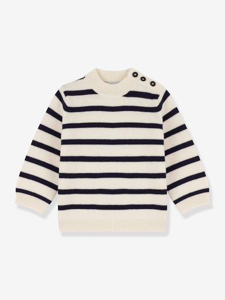 Striped Jumper in Wool & Cotton for Babies, by PETIT BATEAU white - vertbaudet enfant 
