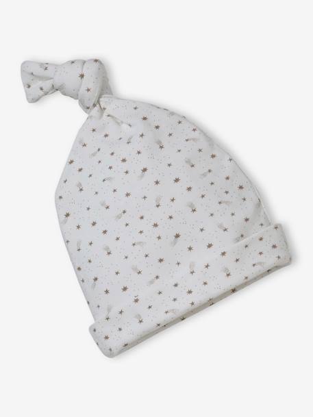 Beanie + Mittens + Scarf + Pouch in Printed Jersey Knit, for Baby Girls ecru - vertbaudet enfant 