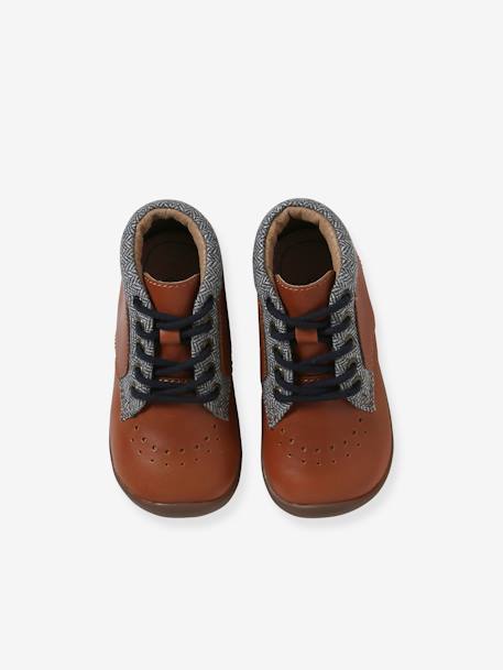 Leather Ankle Boots for Baby Boys, Designed for First Steps BROWN MEDIUM SOLID - vertbaudet enfant 
