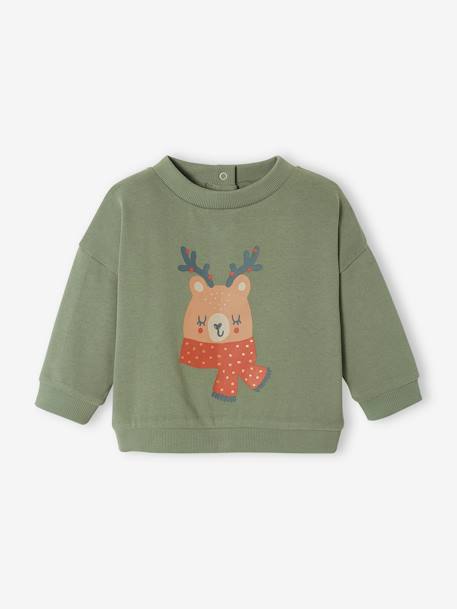 Christmas Sweatshirt for Babies sage green - vertbaudet enfant 