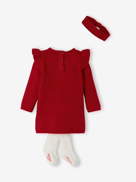 Jacquard Dress, Hairband & Matching Tights for Babies red - vertbaudet enfant 