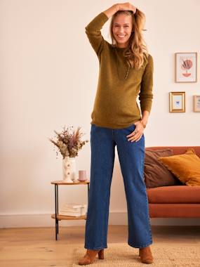 -Wide Leg Jeans for Maternity, Inside Leg 78 cm