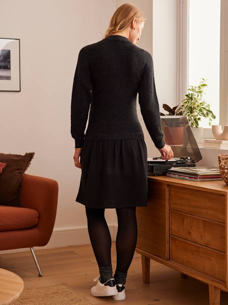 Dual Fabric Sweater Dress, Maternity & Nursing Special BLACK DARK SOLID - vertbaudet enfant 