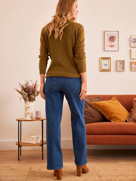 Wide Leg Jeans for Maternity, Inside Leg 78 cm BLUE MEDIUM SOLID - vertbaudet enfant 