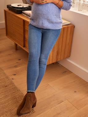 Skinny Leg Jeans with Frayed Hems & Seamless Belly-Wrap for Maternity  - vertbaudet enfant