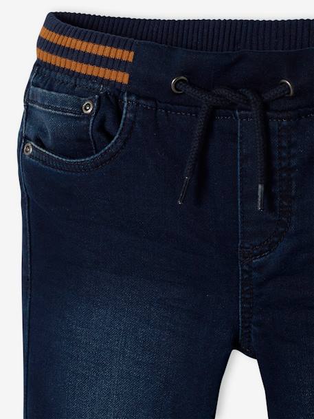Jean garçon droit facile à enfiler denim effet molleton BRUT FONCE+denim black+denim bleached+denim gris+double stone+STONE MOYEN - vertbaudet enfant 