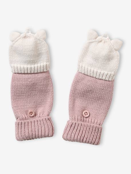Knitted Unicorn Mittens/Gloves for Girls PINK LIGHT SOLID WITH DESIGN - vertbaudet enfant 
