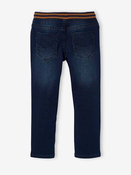 Jean garçon droit facile à enfiler denim effet molleton BRUT FONCE+denim black+denim bleached+denim gris+double stone+STONE MOYEN - vertbaudet enfant 