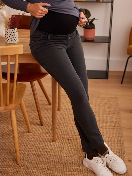 Straight Leg Jeans for Maternity, Inside Leg 75 cm GREY DARK SOLID - vertbaudet enfant 
