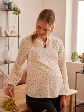 -Blouse gaze de coton imprimé grossesse et allaitement
