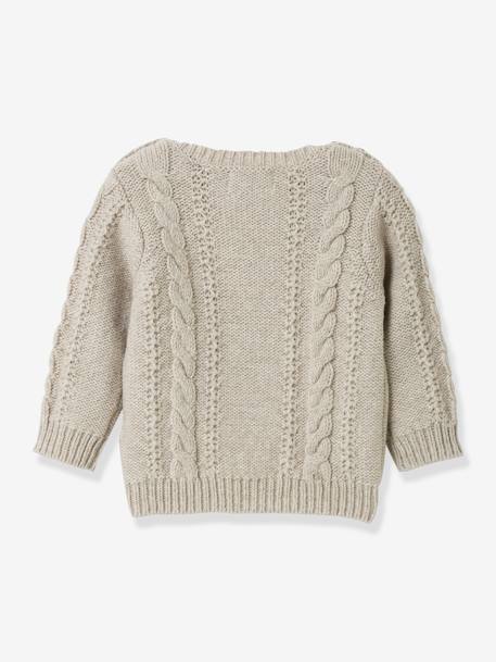 Cable-Knit Jumper in Recycled Wool for Babies, by CYRILLUS ecru - vertbaudet enfant 