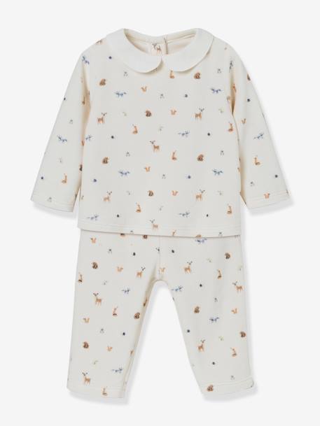 Pyjama bébé velours CYRILLUS imprimé animaux beige - vertbaudet enfant 