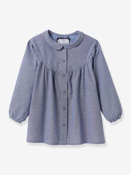 Smock with Peter Pan Collar for Girls, by CYRILLUS chambray blue - vertbaudet enfant 