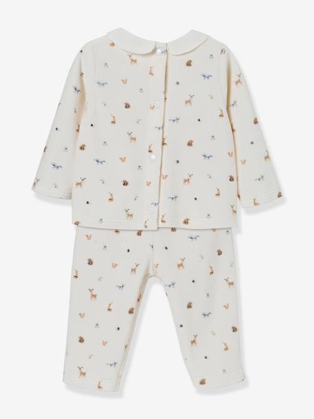 Velour Pyjamas with Animals Print for Babies, by CYRILLUS beige - vertbaudet enfant 