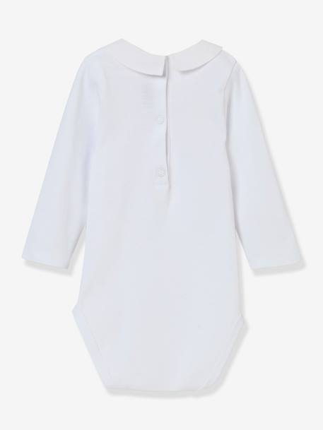 Organic Cotton Bodysuit with Embroidered Collar for Babies, by CYRILLUS white - vertbaudet enfant 