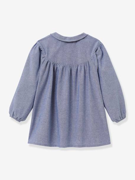 Smock with Peter Pan Collar for Girls, by CYRILLUS chambray blue - vertbaudet enfant 