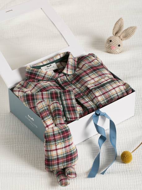 Christmas Set for Babies: Sleepsuit & Comforter, by CYRILLUS chequered red - vertbaudet enfant 